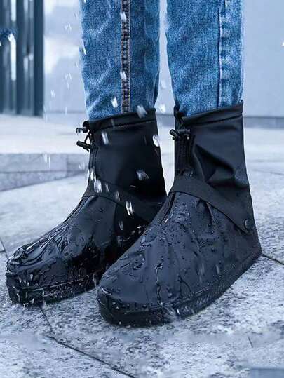 1 par de nuevas cubiertas de zapatos impermeables y gruesas con cremallera, cubiertas de zapatos antideslizantes para la lluvia, elegantes, para primavera y verano, regalos para damas de honor, decoración de habitaciones, playas, viajes, para hombres, para mujeres, vacaciones, Día de la Mujer, artículos esenciales de viaje, recuerdos de boda, Y2k, dormitorio, accesorios de coche para mujeres, decoración de cocina