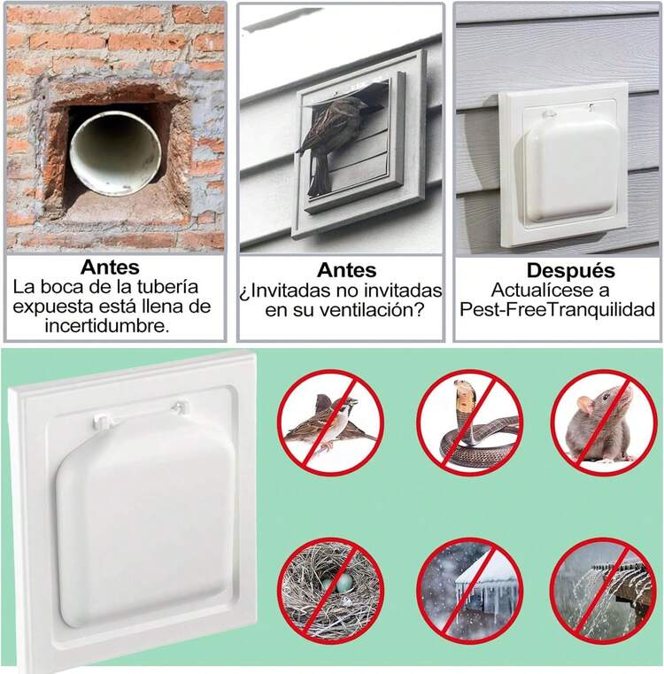 FELIN Ventilación de escape de doble puerta, la extractor de aire incluye ventilación de escape y cuatro clavos. Las rejilla de ventilación son adecuadas para cocinas, baños, secadoras y más. - Blanco - Añade 3