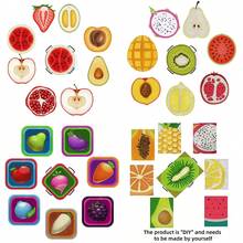 8 piezas Posavasos con diseño de frutas, formas redondas y asimétricas, kit de pintura de diamantes, material de madera con soporte, arte de diamantes DIY mosaico de cristal Posavasos y soportes para posavasos, adecuado para uso diario en la oficina, decoración del hogar, regalos para principiantes