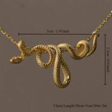 Golden Silvery Snake Pendant Chain Necklace Men's, Punk Hip Hop Style Necklace Jewelry, Party Birthday Gift - 銀色 - 查看 4