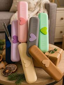 1 Caja de almacenamiento de brochas de maquillaje con forma de corazón para viaje, con gran capacidad, hecha de material de silicona, con estilo y portátil, adecuada para guardar brochas de maquillaje facial. Tiene una textura suave y lisa, con múltiples opciones de color disponibles. Bolsa, bolsa de maquillaje, organizador de maquillaje, bolsa de aseo, organizador de escritorio, bolsa de cosméticos, bolsa de maquillaje, organizador de maquillaje, accesorios de tocador, bolsa de maquillaje, bolsas de maquillaje, joyero, bolsa, soporte de brochas de maquillaje, soporte de brochas, organizador de perfumes, bolsa