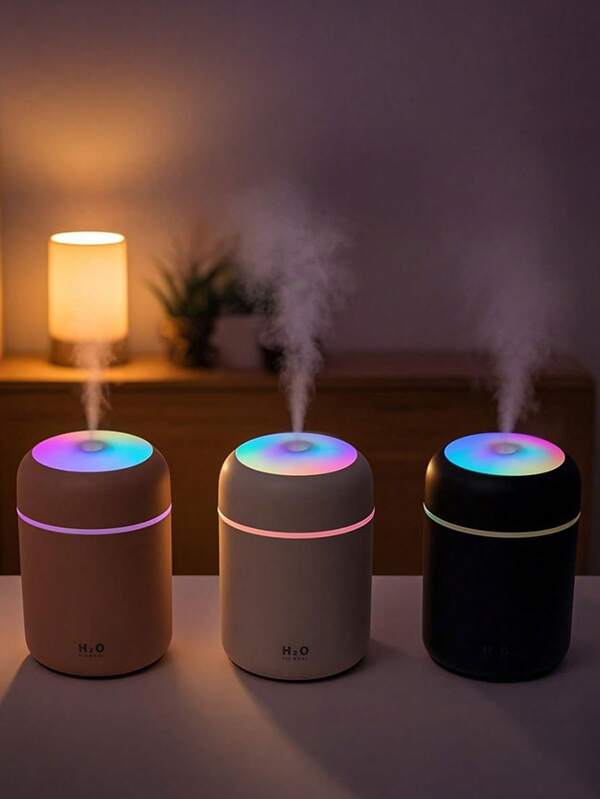 1 Mini USB Car Humidifier, Battery Free USB Power Supply, ABS Multi-Function Night Light Cold Fog Humidifier, Portable Aromatic Oil Diffuser, Car Air Freshener, Desktop LED Mood Light, 7-Color Atmosphere Decorative Light, Suitable For Home, Office, Bedroom, Car, Bar, Female Gifts