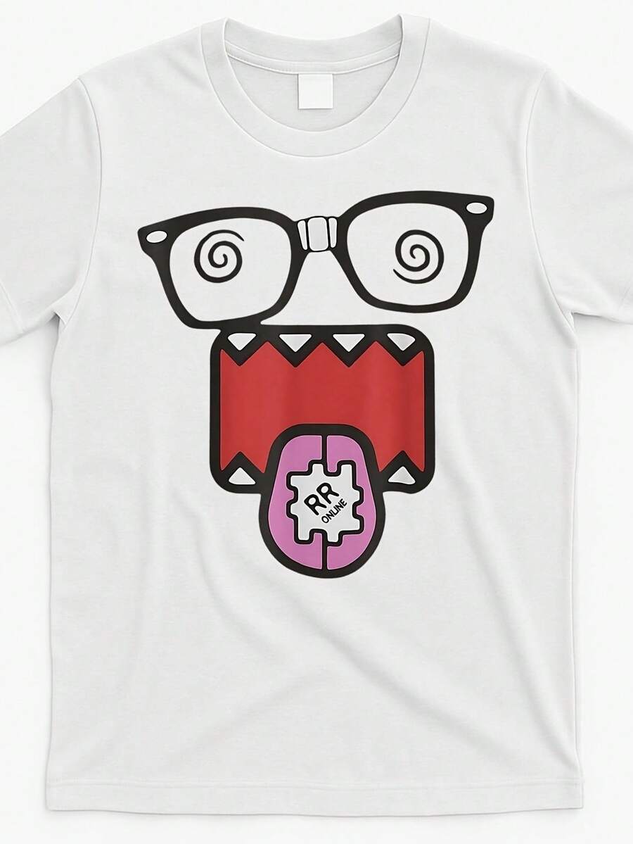 Dizzy Domo Ku Cartoon Graphic T-Shirt - Unisex Casual Short Sleeve Tee With Playful Monster & Glasses Design, 100% Cotton 180GSM, Machine Washable, White, Allseason Apparel | Round Neckline Shirt | Comfortable Fit - trắng - Xem 1