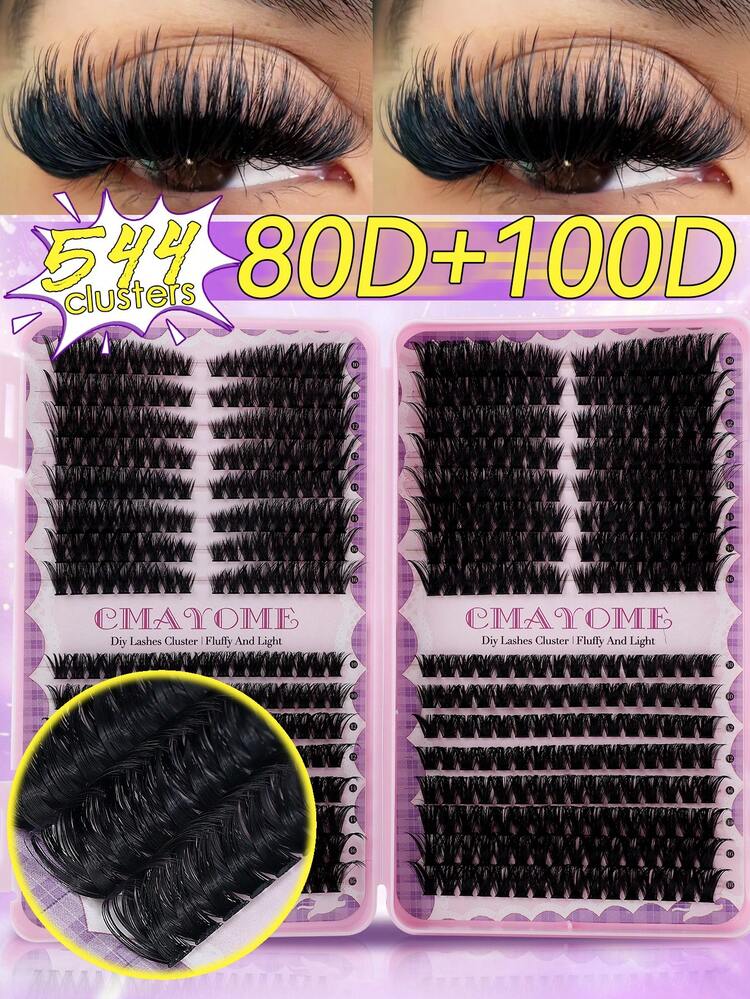 608/544pcs D-Curl DIY Individual False Eyelashes, Beginner-Friendly, Soft & Natural, DIY Segmented False Lashes, High Capacity, Fluffy & Dense, Easy To Apply, Suitable For Various Eye Makeups, DIY Fox Eye/Cat Eye/Stage Makeup, Suitable For Daily, Wedding, Party, Outdoor, Travel, Carnival, Music Festival, 30D/40D/50D/60D/80D/100D Options, Student Back-To-School Gift, Eyelash Cluster, False Eyelashes, Individual False Lashes - D - View 15