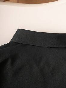 قميص أكمام طويلة جيب أسود كلاسيكي للأولاد والأطفال، ملابس رسمية مناسبة للتجمعات العادية، حامل الخاتم، مناسبات رسمية متنوعة - الأسود - مشاهدة 4