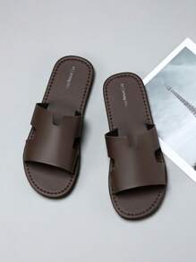 Men's Sandals Comfortable And Stylish Black Slippers Suitable For Beach, Swimming Pool, Indoor Leisure Slippers, Cool Flat Sandals - Brown - View 5