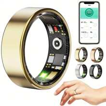 男女通用智能戒指健身追踪器 - 防水健康戒指，具备睡眠追踪、心率和血氧监测、家庭健康护理、步数和卡路里计数、手势滑动视频播放、内置动作手势功能、佩戴舒适（15/20mAh 可充电电池）