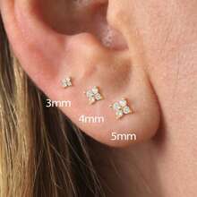Fashion Small Flower Stud Earrings Minimalist Gold Color Ear Bone Ear Accessories For Women Girls - 3mm - Xem 1