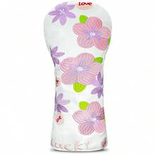 紫桃花白色背景高尔夫球杆套，杆头保护套，适用于一号木杆、球道木杆、混合杆、推杆等，完美刺绣。 - 紫色 - 查看 9