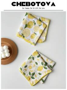 1条53x53厘米清新柠檬印花围巾，多功能头巾/领巾，适合日常使用 - 彩色 - 查看 3