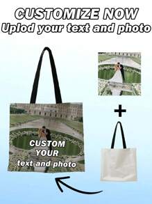 SRH One Customizable Women's Handbag/Canvas Bag With Text/Photo Options. Upload Personalized Photos (Wedding, Partner, Etc.) With Customizable Text, Multiple Fonts, And Colors To Choose From. Create Your Own Unique Canvas Tote Bag.