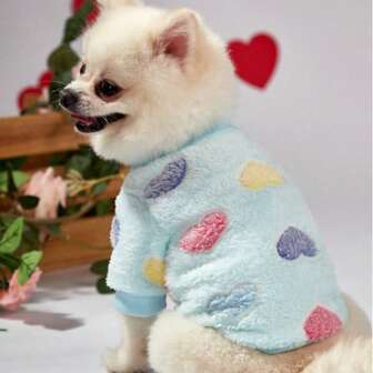 Autumn/Winter New Pet Dog Cat Clothes, Cream Poodle Teddy Bichon Frise Small Dog Leash Fleece Hoodie