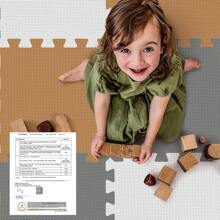 16 Tiles Baby Play Mat For Floor, EVA Foam Baby Floor Play Mat With 0.6 Inch Thick Interlocking Foam Tiles, Foam Floor Tiles For Baby, Toddlers And Kids - White Grey Coffee - View 4