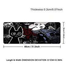 1pc Dark Punk Anime Mousepad XL Creepy Cat Gaming Mat Grunge Desk Pad For Gamers Neon Aesthetic Mouse Pad For PC Setup Dark Punk Anime Gift