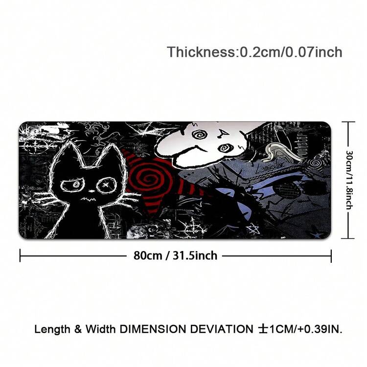 1个暗黑朋克动漫鼠标垫 XL 诡异猫咪游戏垫 复古桌面垫 游戏玩家专用 霓虹美学鼠标垫 电脑配置 暗黑朋克动漫礼物 - 彩色 - 查看 13
