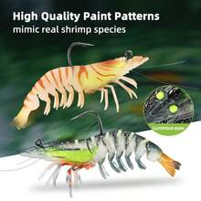 Luminous Shrimp Bait Soft Shrimp Bait Saltwater Fishing Bait Shrimp Bait Set With Sharp Hook Fish Bait Suitable For Freshwater Seawater Trout Bass Salmon Trout Bass Salmon - Multicolor - View 4