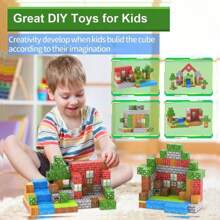 10/50/100/200pcs Children Magnetic Building Blocks, Educational Stress Relief Interactive Magnetic Tiles, Perfect Halloween, Christmas, Birthday Gift For Magnetic Tiles Stacking & Building Game Enthusiasts - Multicolor - View 2