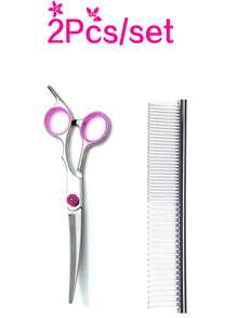 Professional Pet Grooming Scissors Set: Includes Stainless Steel Straight & Curved Scissors For Dog Hair/Fur Trimming, Rabbit Grooming Shears & Other Pet Styling Tools