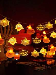 1pc 2/3M Halloween LED String Lights 10/20 Bulbs Cat Ghost Lights Spider Web Pumpkin Halloween Party Decor Props Halloween Decoration Room Decor Halloween Garden Decor For Gift Fairy Holiday Decor Festival Decor - Multicolor - View 2