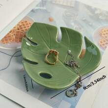 1 件陶瓷首饰托盘，花卉设计，多用途桌面整理盒，用于化妆品和配饰，北欧风格三叶草叶形收纳盒，适合订婚、婚礼、生日礼物