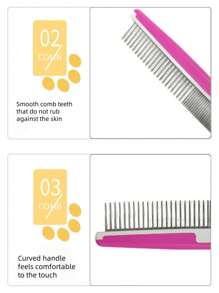 1pc Colorful Plastic Pet Grooming Brush, Sparse & Dense Teeth, Untangle & Fluff Fur, Pet Styling Comb