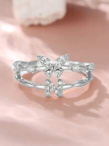 Tsnamer 1 件精致蝴蝶首字母戒指，适合女士 26 个字母 A-Z 个性化名字堆叠戒指珠宝生日圣诞礼物 - 戒指 - 查看 9