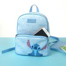 Miniso Disney Stitch Backpack, Casual Travel Knapsack For Student With Adjustable Straps, Lightweight And Spacious, Cartoon Design For School Season & Daily Use - Blue - View 1