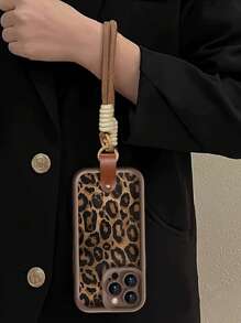 1pc Leopard Print Shock-Absorbing Lanyard Phone Case, TPU Material Anti-Fall Lightweight Protective Cover, Compatible With Iphone 16/11/13/15/15 Plus/15 Pro/15 Pro Max/12/14 Pro Max/XS/XR/11 Pro Max/12 Pro/12 Pro Max/13 Pro/13 Pro Max/14 Pro/14 Plus/7/8 Plus Waterproof Scratch Resistant - Brown - View 7