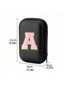 便携式 CCD 相机保护套，粉色字母 A-Z 毛巾刺绣，紧凑设计，防水材质，非常适合户外摄影爱好者和旅行者充电器盒，办公室必备数码包电缆相机包电子数据线整理器存储，钱包式移动电源盖旅行相机包，女士男士礼物，教师必备用品，防水轻便大容量便携式配件，适合暑假旅行，户外活动旅行必需品