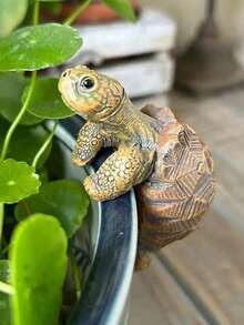 1PC/3PCS Turtle Statue Plant Pot Hanger Figurine - Resin Animal Ornament Climbing Tortoise For Garden & Yard Decor - Con rùa - Xem 3