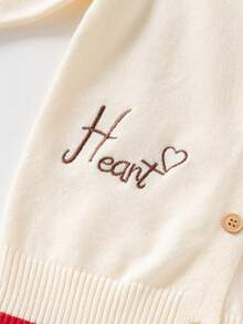 Girls' Letter & Bear Knitted Cardigan Sweater, Autumn/Winter