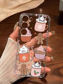 1 pieza Funda de teléfono suave con diseño de hombre de jengibre navideño compatible con iPhone, Honor, Redmi, Galaxy A04e/12/A13/A14/A34/A50/A52/A53/A54/S21/S22/S23/S24/S25/S25Ultra, 6A/7A/8A, 12T/13T, resistente al agua, a golpes y a arañazos