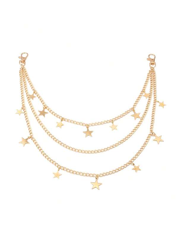 1pc Gold Star Element Accessories Men Pants Chain, Y2K Streetwear Men's Accessories Chain For Pants, Suitable For Jean Chain, Pocket Chain, Waist Chain, Bag Charms, Wallet Chain, Match For Belt, Jeans
