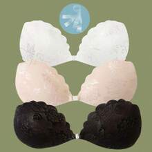 一套优质人造丝蕾丝文胸，一件透明肩带文胸，一件隐形塑形文胸 - 彩色 - 查看 2