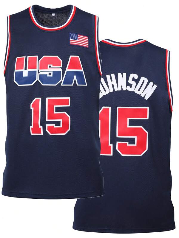 Atonmore Men's Basketball Jersey 15 Blue Embroidered And Sewn Basketball Shirt, Sleeveless Vest Casual Sports Shirt