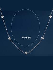 1 chiếc vòng cổ mặt dây chuyền bằng đồng đính đá Zirconia hình cỏ ba lá thời trang, thanh lịch và tinh tế, thích hợp cho lễ tốt nghiệp, trở lại trường, quà tặng, trang phục thường ngày, vòng cổ nữ - phong cách 1 - Xem 5