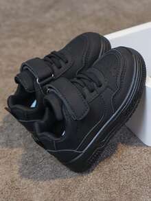 2025 Spring/Autumn Children White Shoes: Boys' Sports Shoes, Lightweight Student Shoes, Girls' Casual Sneakers, Soft-Sole Baby Shoes - Black - View 5