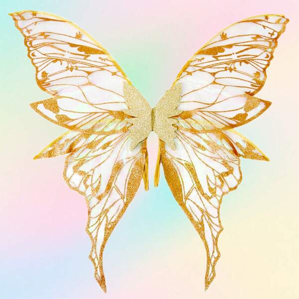 1 pieza Encantadoras alas de mariposa de hada brillantes, accesorio de fotografía de moda para fiestas, adecuado para fiestas temáticas de Halloween, despedida de soltera, cosplay, fiestas temáticas de hadas mariposas, reuniones, decoración para actuaciones en el escenario, regalo de 18 cumpleaños, decoración de boda nupcial