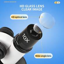 便携式显微镜，带黑色旋钮，包含观察工具包和指南 - 适用于家庭/实验室，教学显微镜 | 时尚设计 | 轻巧便携，男孩女孩生日礼物，圣诞礼物