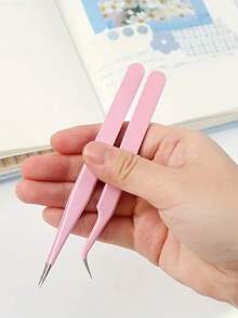 4-Piece Set Of Stainless Steel Tweezers, Jewelry Making Tools, Epoxy Resin Mold Tools, Color Tweezers Kit, Handmade Jewelry Accessory Color Scrapbook Tweezers, Straight And Curved Tweezers Are Suitable For DIY, Scrapbook, And Are Good Helpers For Beads And Delicate Projects. Guka Flower, Pink/Blue/Purple/Black - Màu xanh nhạt - Xem 6