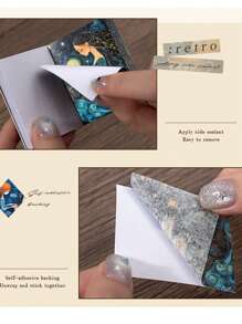 50张/包复古奇幻童话世界和纸防水垃圾日记本剪贴簿装饰工艺剪贴簿贴纸 50design Partten - 彩色 - 查看 3