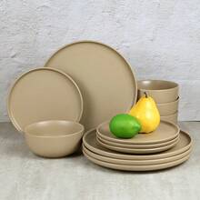 Alessandra Brown 12-Piece Stoneware Dinnerware Set - brown* - View 3