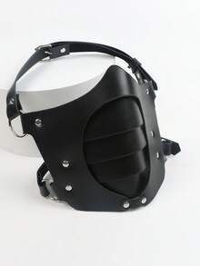 1 chiếc mặt nạ nửa mặt thời Trung cổ Viking, mặt nạ da PU điều chỉnh được, chống bụi, thích hợp cho Halloween, cosplay, đạo cụ LARP. - A - Xem 6