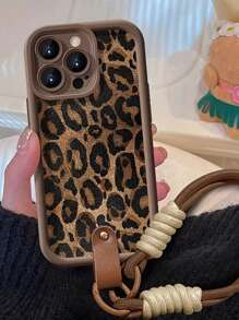 1pc Leopard Print Shock-Absorbing Lanyard Phone Case, TPU Material Anti-Fall Lightweight Protective Cover, Compatible With Iphone 16/11/13/15/15 Plus/15 Pro/15 Pro Max/12/14 Pro Max/XS/XR/11 Pro Max/12 Pro/12 Pro Max/13 Pro/13 Pro Max/14 Pro/14 Plus/7/8 Plus Waterproof Scratch Resistant - Brown - View 4