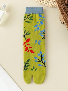 1 Pair Women's Japanese Style Two-Toe Socks, Skin-Friendly Soft And Fashionable Versatile