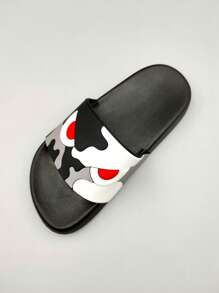 1 双儿童卡通 PVC 防滑平底拖鞋，适合室内/室外、家居、浴室、夏季 - 灰色 - 查看 6