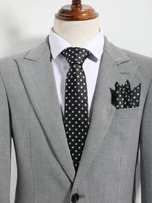 1 件/2 件/3 件男士时尚百搭波尔卡圆点图案领带（领带和口袋巾/领带和袖扣/口袋巾和袖扣套装），适合商务、宴会、派对搭配 - 彩色 - 查看 1