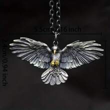 1 Piece Exquisite Hot-Selling Retro Falcon Necklace Eagle Spreading Wings Pendant European And American  Hip-Hop Disco Unisex - 黑色 吊墜+項鍊 - 查看 1