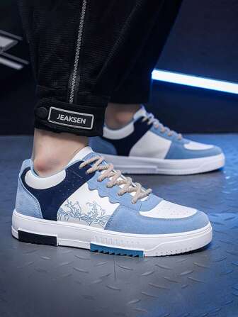 New Men's Sneakers, Fashionable Korean Style Skateboard Shoes, Casual Breathable Flat Slip-On Shoes, Versatile Sneakers, Christmas, New Year, Valentine's Day Holiday Gift (Random Shoe Sole Logo)