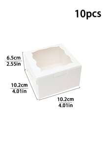 5 piezas/10 piezas/20 piezas/30 piezas Caja de pan estilo INS Macaron, Caja pequeña de pastel con ventana, Caja de rebanada de pastel, Caja de galletas, Caja pequeña de aperitivos, Caja pequeña de pastel, Adecuada para postres, fresas, pasteles - Papel - Ver 13